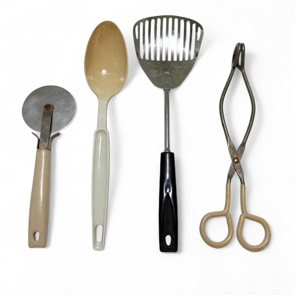 Vtg Ekco Utensil Lot Spatula Turner Keyhole Slot Serving Spoon Made in USA